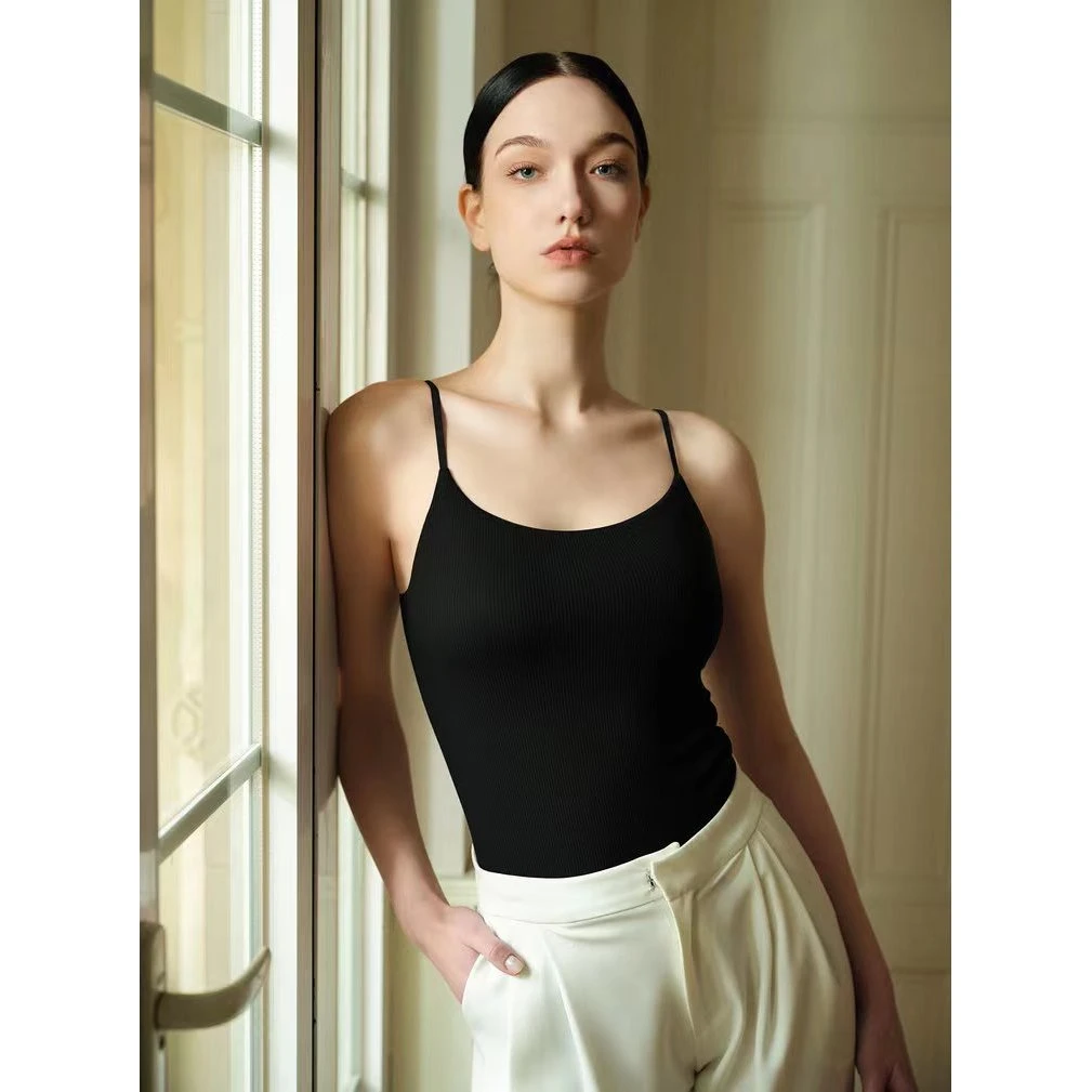 桑蚕丝莫代尔棉混纺细吊带背心（长）sx219