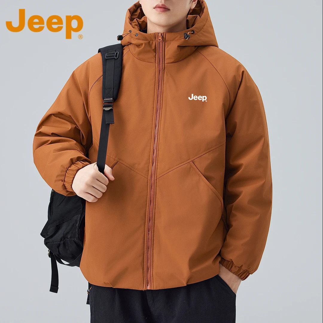 JEEP吉普美式工装冲锋棉衣男款秋冬季加厚保暖防寒服连帽棉服外套