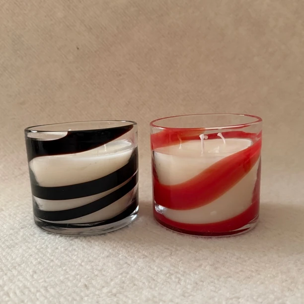 彩色线条手工琉璃杯香薰蜡烛