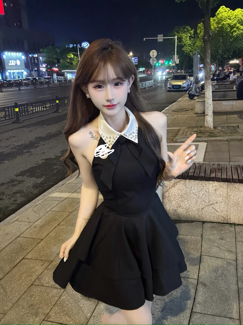 【千金感钉钻礼服设计连衣裙】