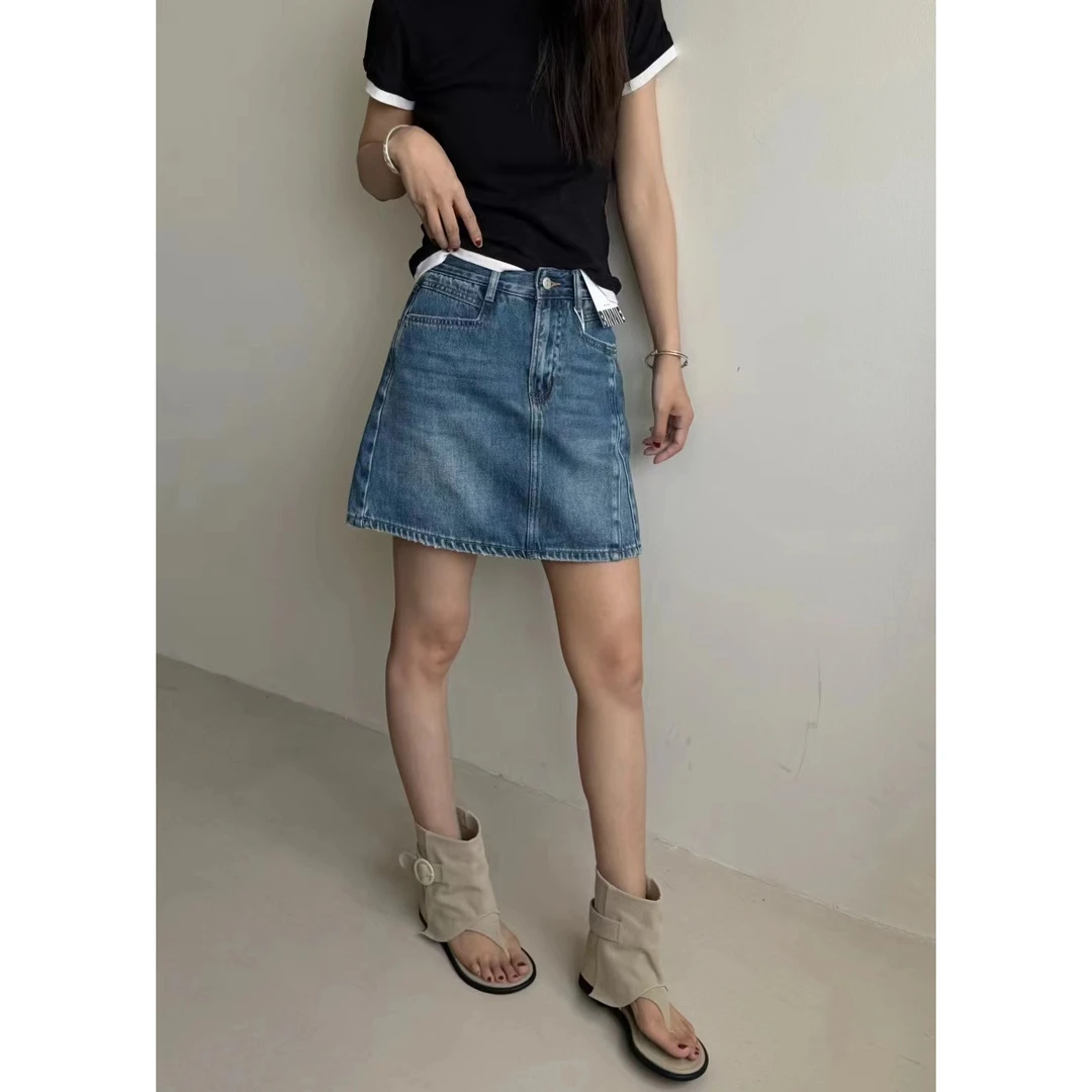 【大仙家】C201十三行夏款韩式牛仔短裙舒适时尚百搭女士夏季
