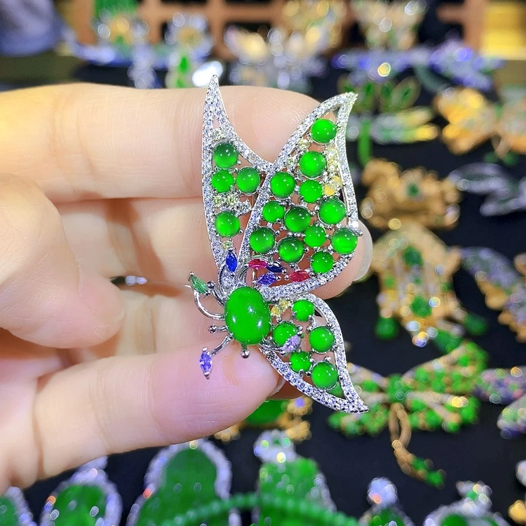 吊坠(不含链)银S925镶嵌翡翠