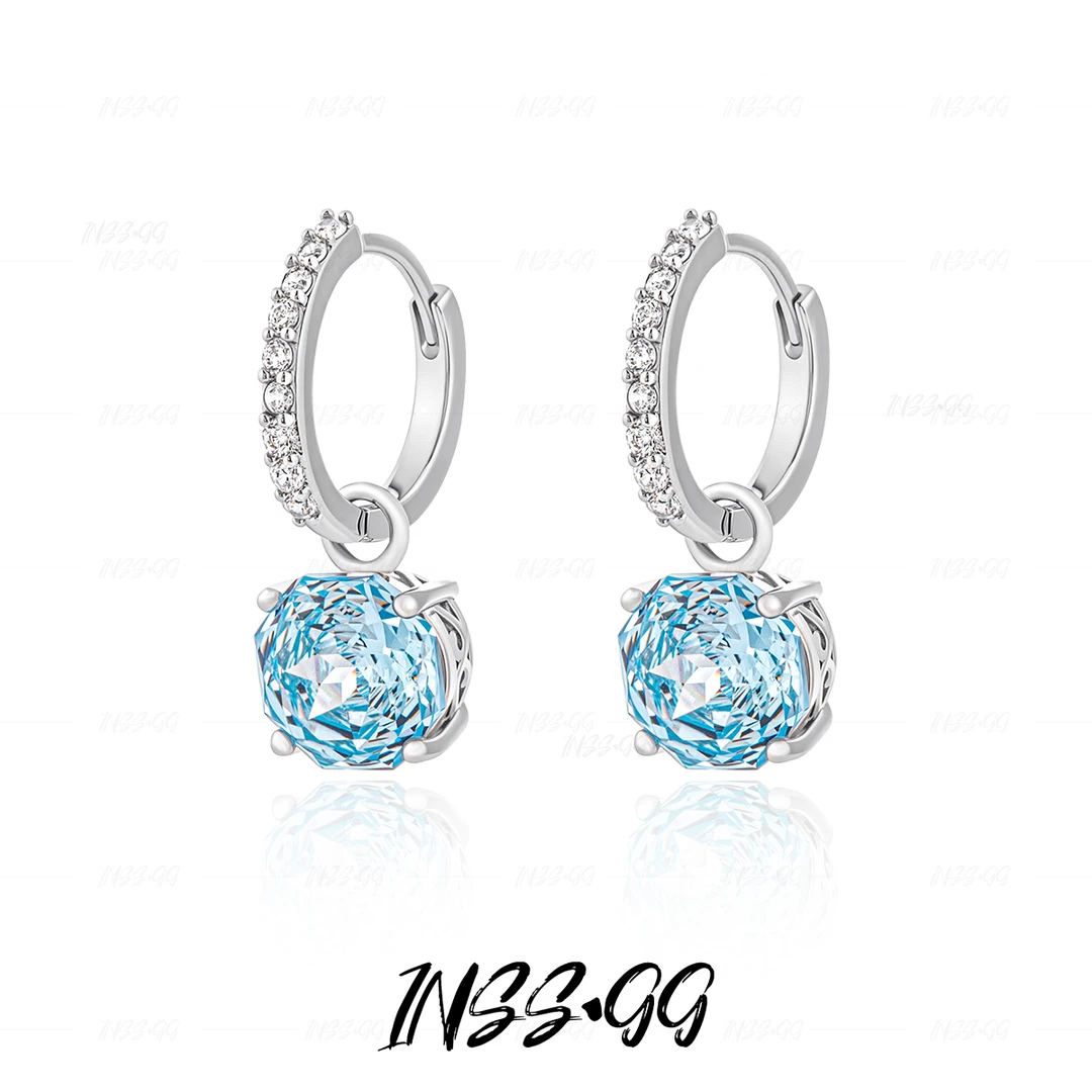 铜合金锆石耳饰 INSS · GG【赛里木湖】蓝色玫瑰高级感原创百搭耳环