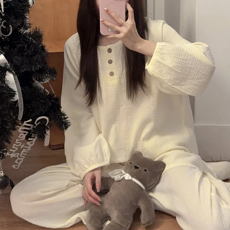长袖长裤纯棉新款睡衣女春秋季套装公主风夏天休闲遛弯外穿家居服