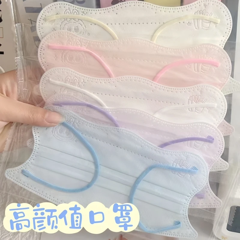 大童成人简约马卡龙色系蝶形一次性口罩防尘透气独立包装时尚薄款