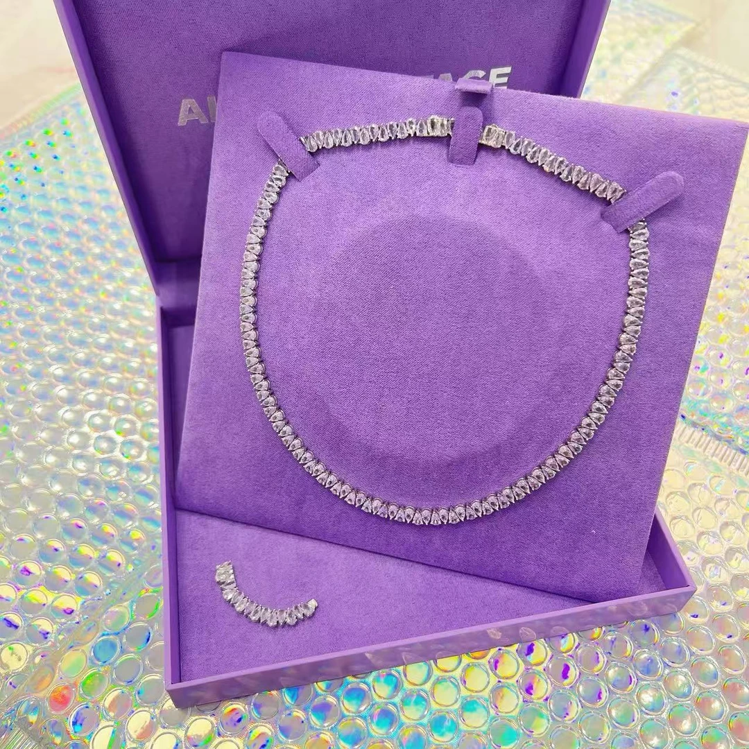 坠链均925银锆石 ALLOT圣诞限定隐藏款 梦幻紫正反水滴排钻大项链