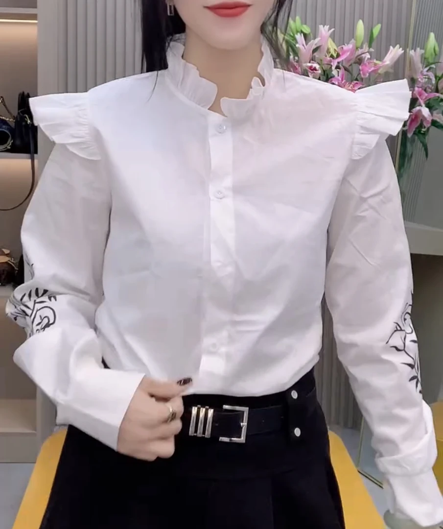 新款减龄木耳领长袖衬衫搭配马甲【好物推荐】