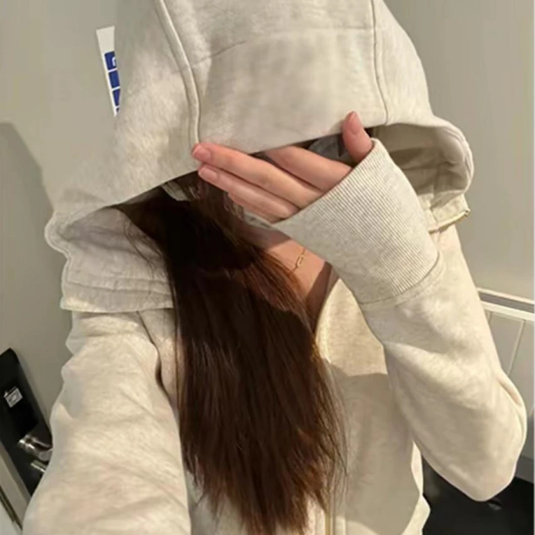 一毛毛一样样LU连帽开衫卫衣运动风长袖骨白金 浅灰银标 浅灰金标