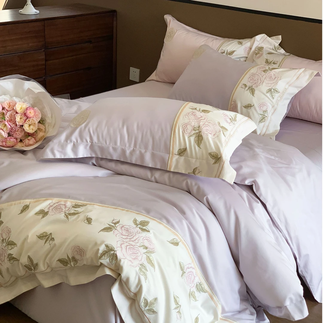 【繁园】2025春夏新品轻奢高端刺绣百支澳棉四件套