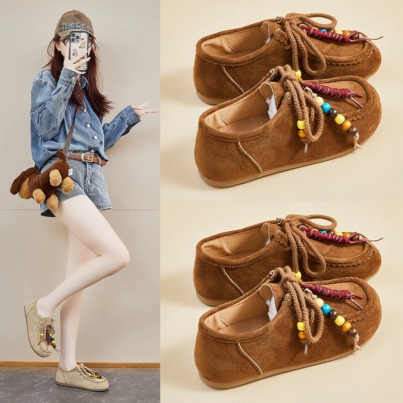 秋季2025新款平底轻便懒人一脚蹬时尚休闲勃肯百搭复古乐福潮鞋Y2