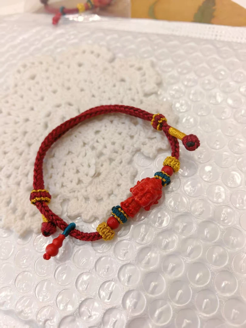 含辰砂工艺品（兔）朱砂生肖守护文殊手绳XSZS