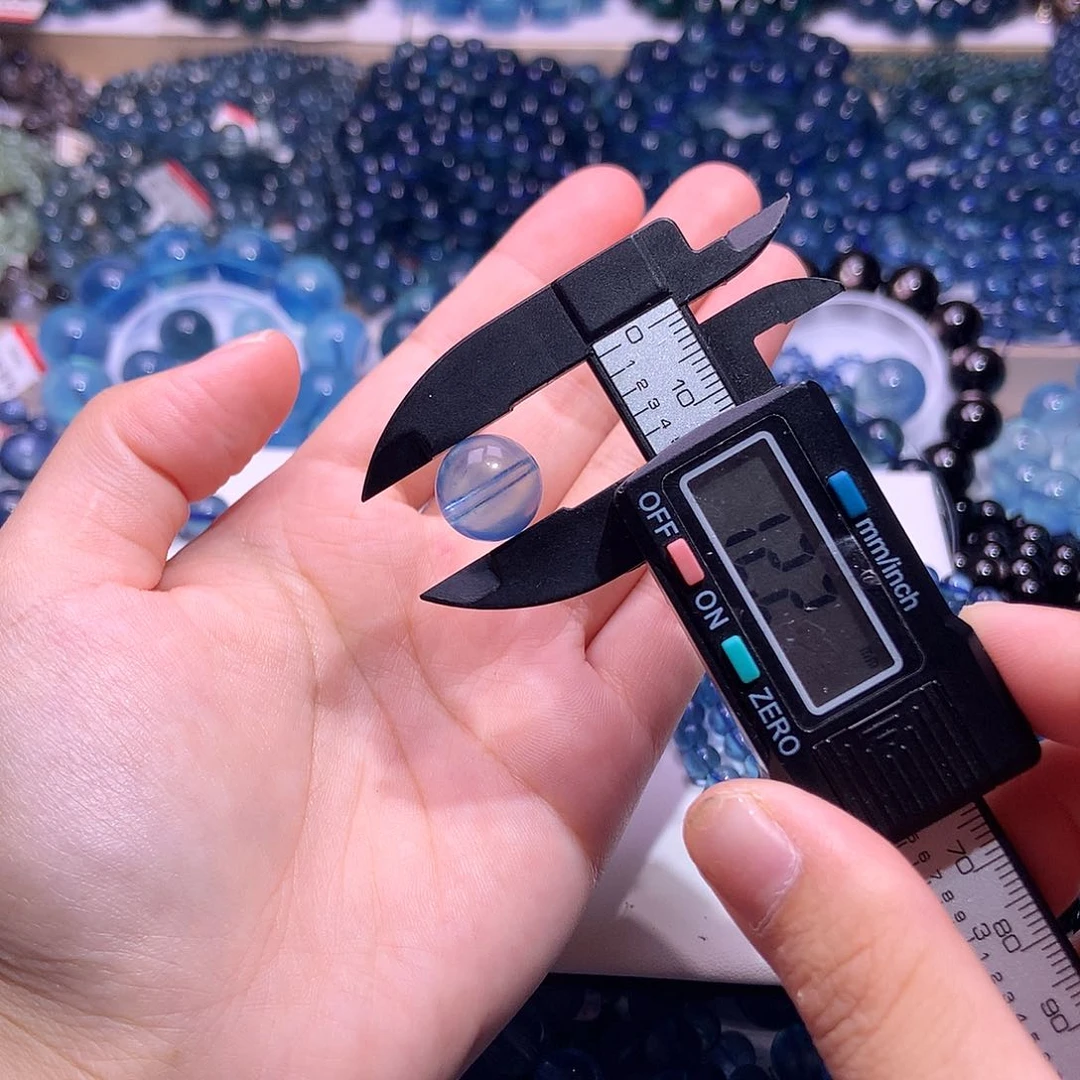 天然辰砂超圣蓝海蓝宝单珠12.2mm