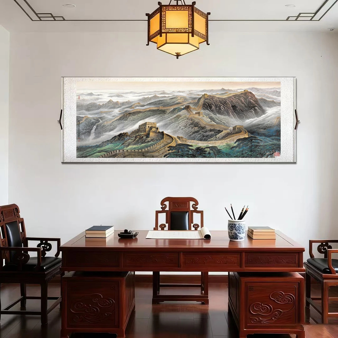 【精品复仿】《长城》横幅山水画客厅沙发背景装饰画