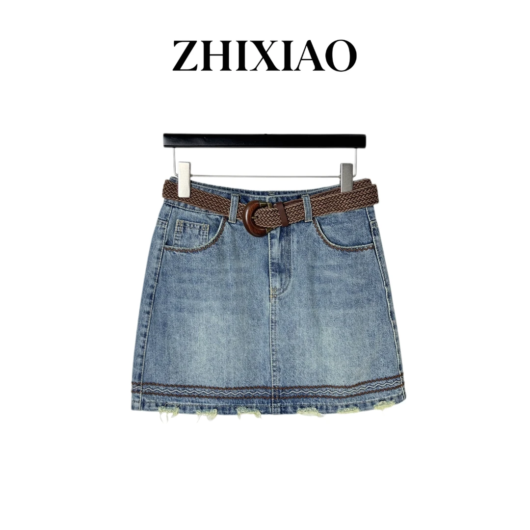 【ZHIXIAO】夏季新款：破边短裙25260-1