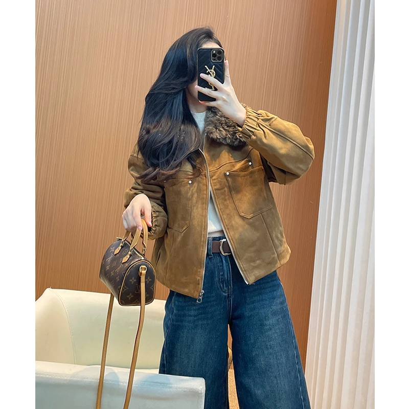 有质感厚外套女短款2025新款今年流行爆款皮毛一体派克服加绒加厚