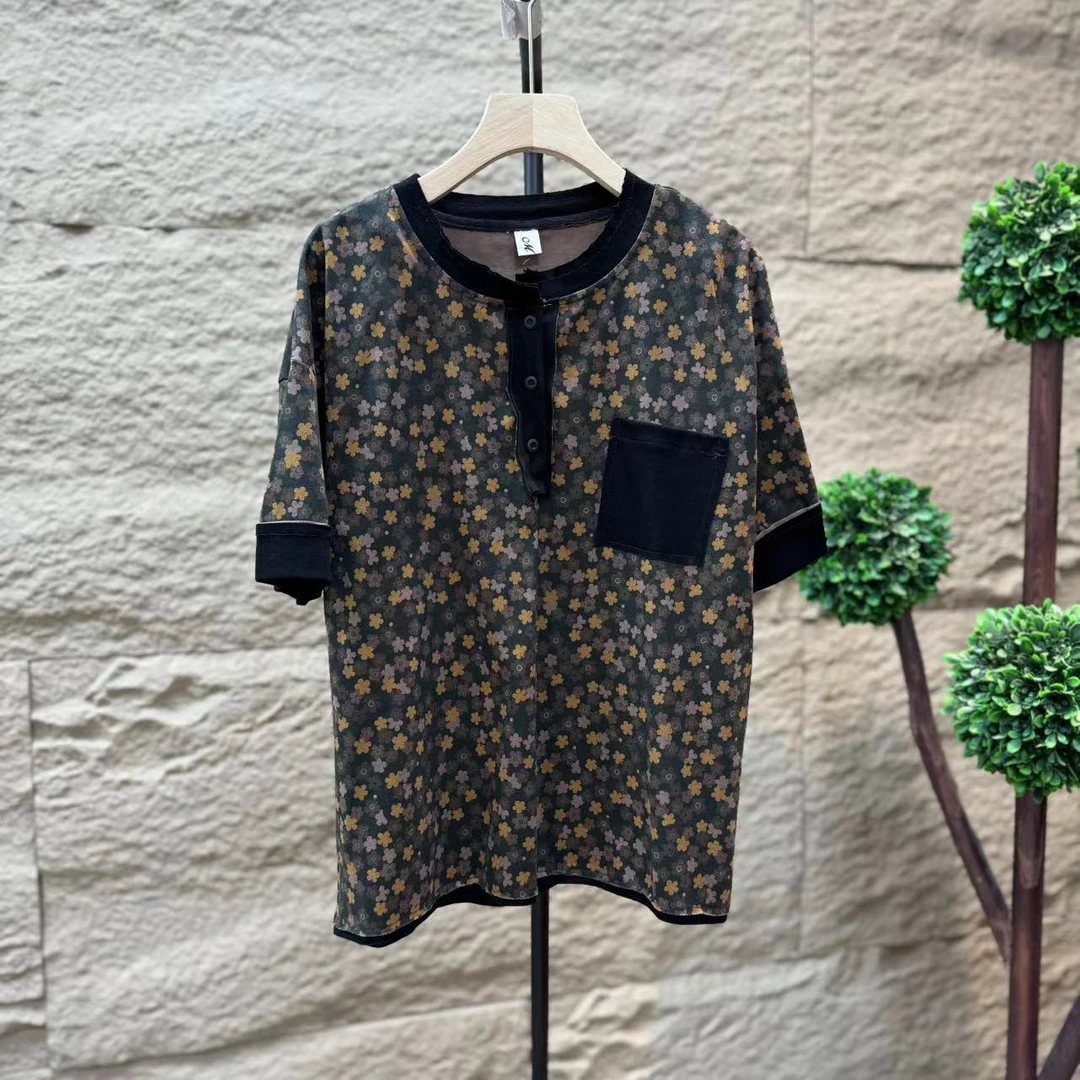 11591新款春夏休闲减龄印花短袖T恤