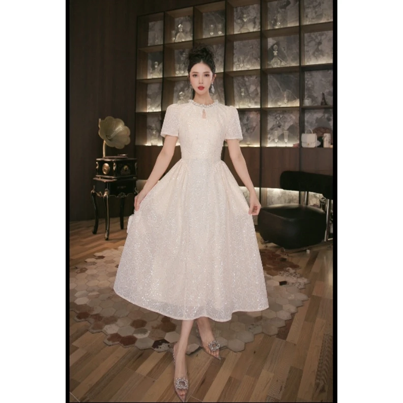 六爻定制 法式气质名媛显瘦优雅时尚连衣裙 21751