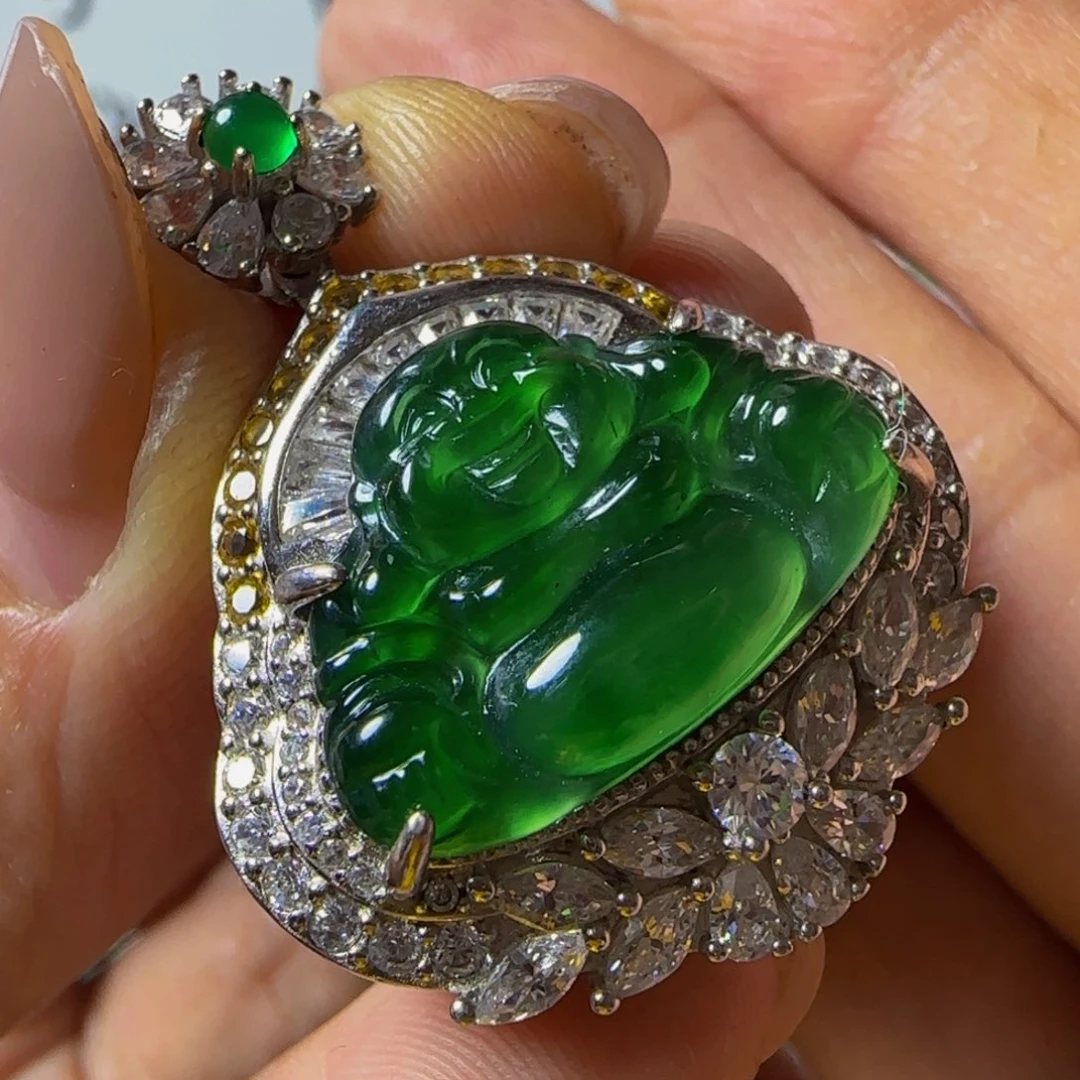 翡翠银S925镶嵌颈饰翡翠350