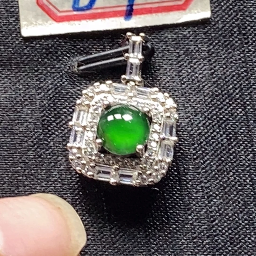 翡翠颈饰银S925镶嵌无证书/假一赔四
