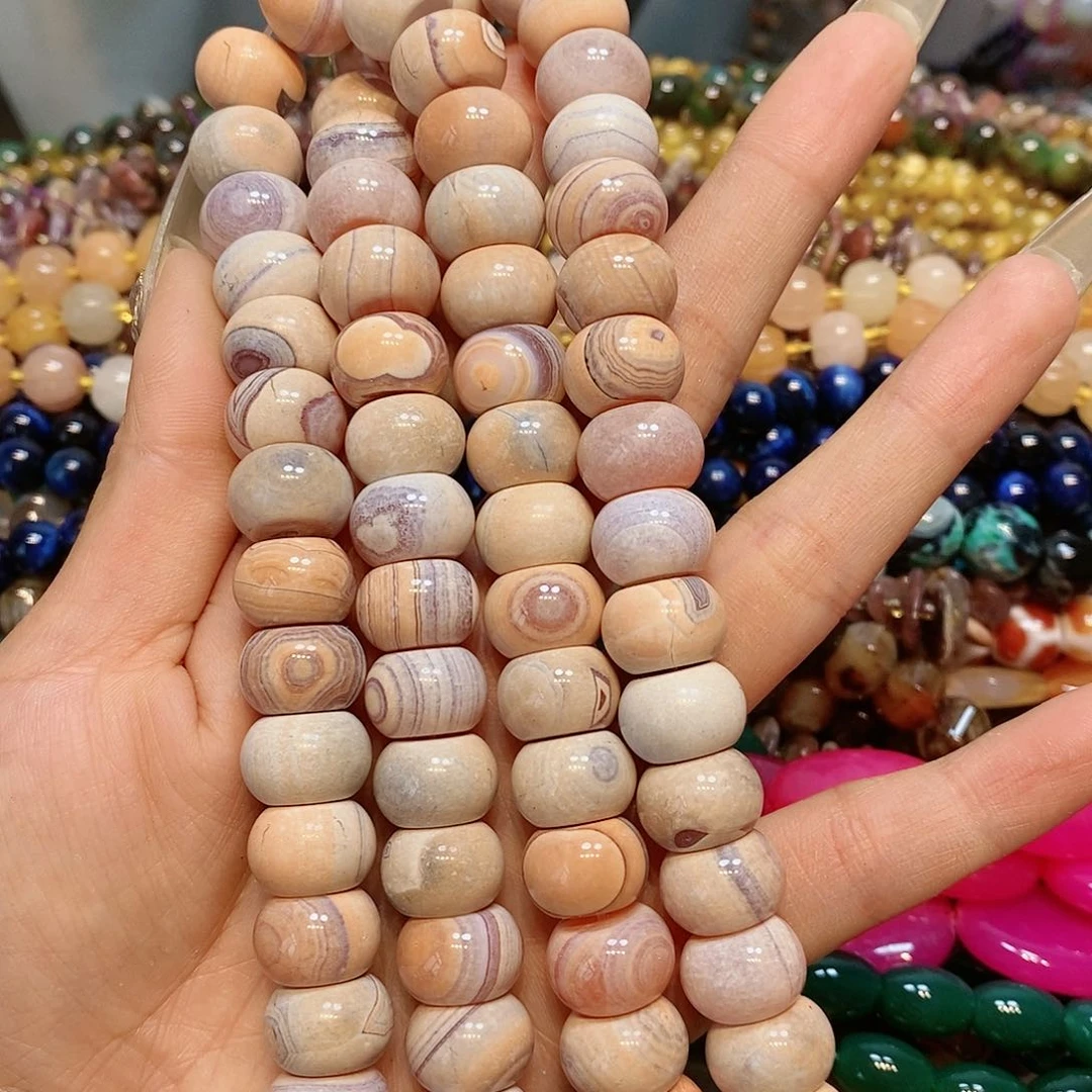 散珠玛瑙/玉髓14mm粉奶皮一条