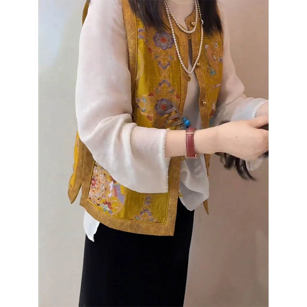 2025秋季新款新中式女装国风套装时尚气质独特上衣马甲衬衫两件套