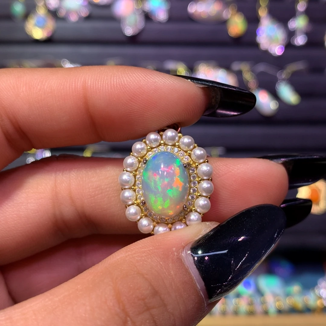 欧泊银S925镶嵌吊坠款