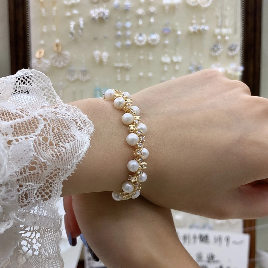 淡水珍珠耳饰银S925镶嵌