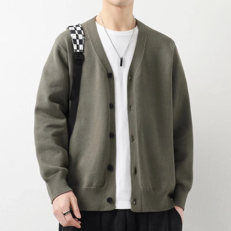 GSCebrodz针织开衫外套男士春季新款纯棉夹克潮流V领上衣休闲毛衣