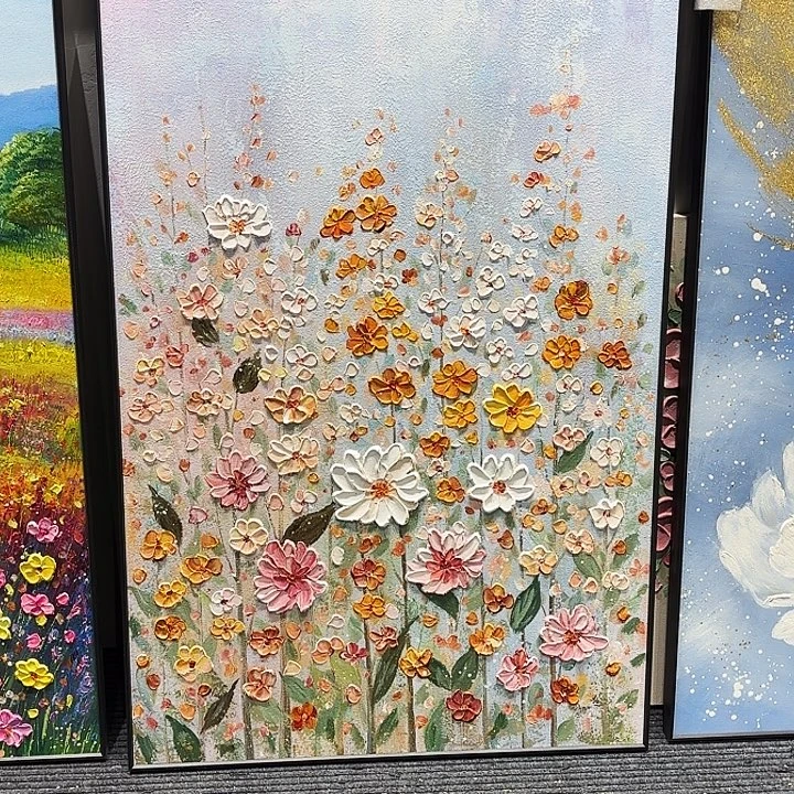 竖款80.120花卉黑框