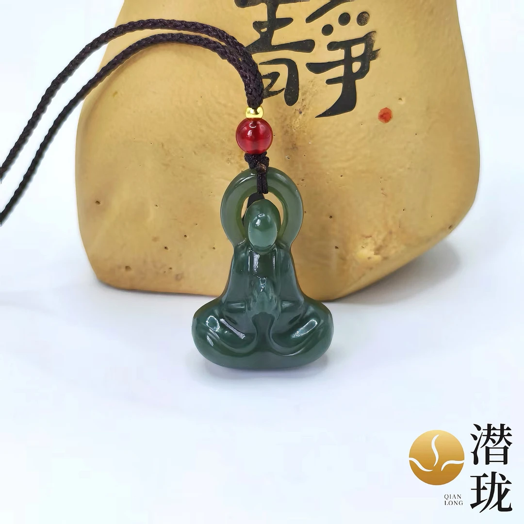 【潜珑】hs-6017和田玉且末特细无相佛35*24mm多样性拍一发一