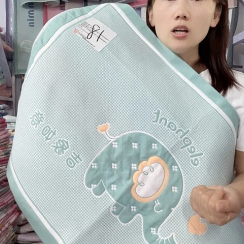 棉纱布绿色小象纯棉