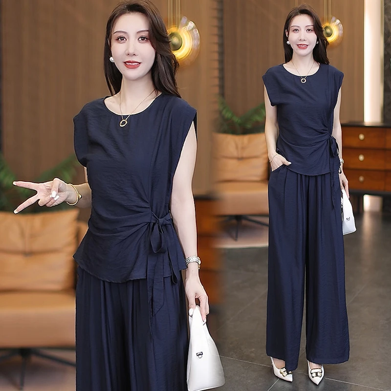 时尚阔腿裤洋气套装女夏装两件套