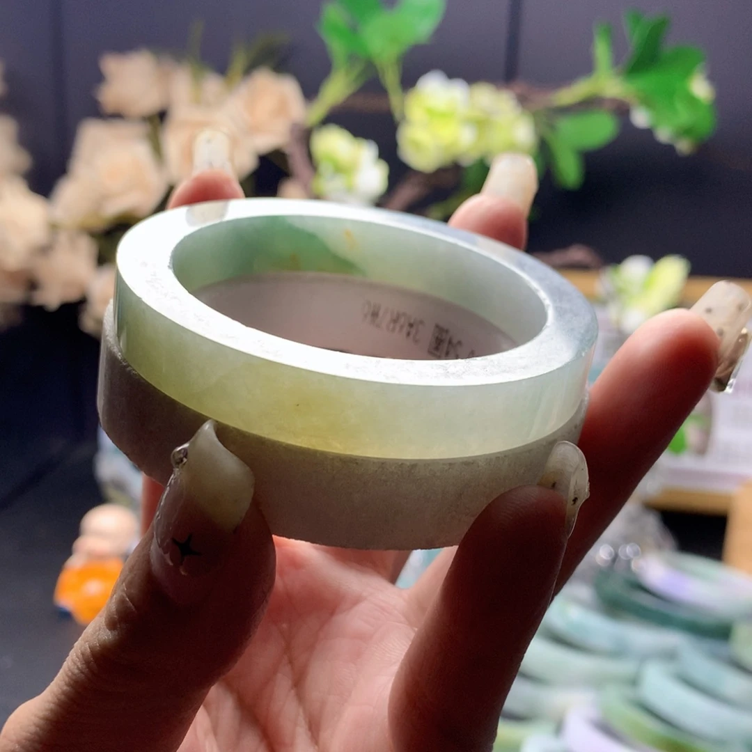 未镶嵌手镯定制翡翠52_53