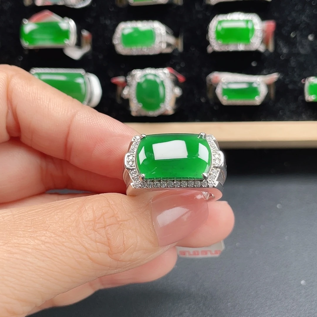 翡翠银S925镶嵌戒指编号2263没运费险