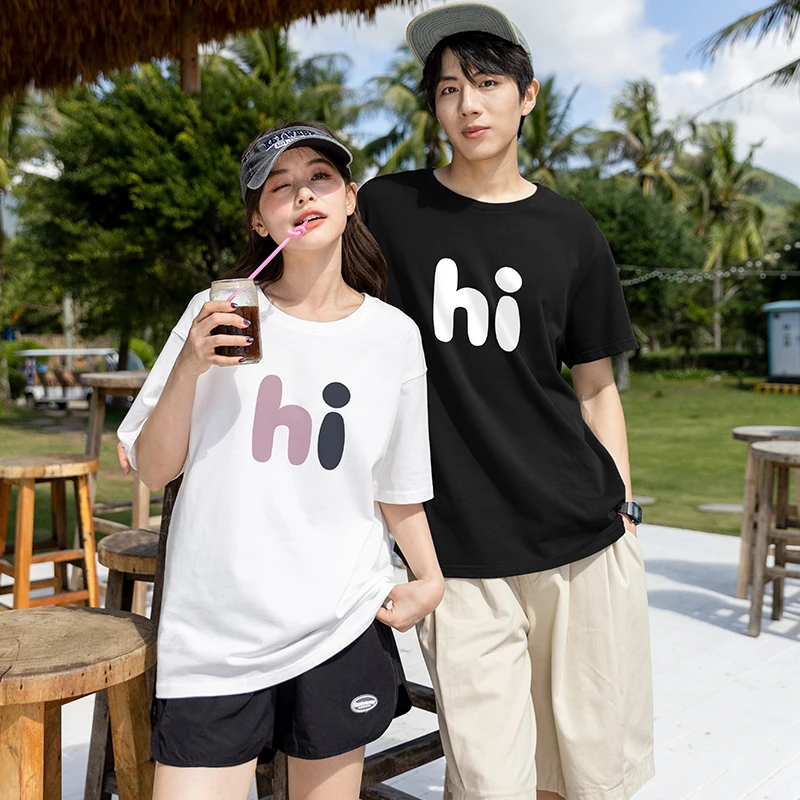 2025夏季新款情侣趣味涂鸦纯棉短袖T恤休闲打底衫不一样的情侣装