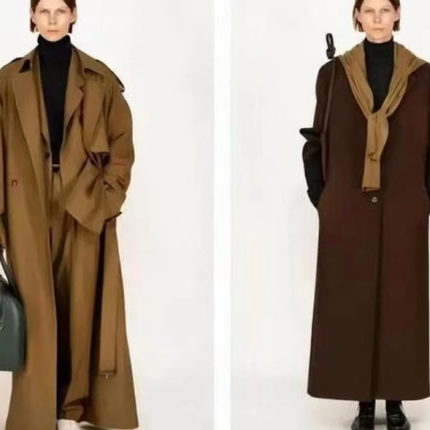 1601-1699长款欧美风街头风风衣百搭休闲韩版毛呢潮流外套过