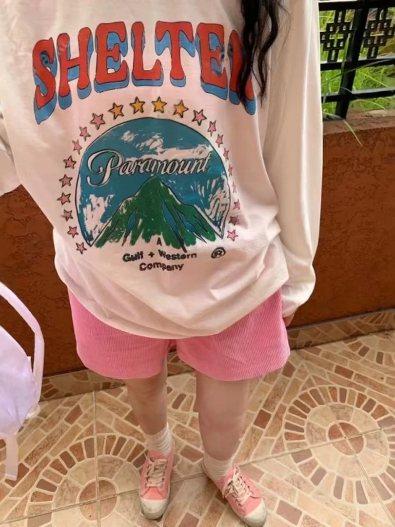 路一.韩国 Seoul   4pi 雪山樱花 棉T A017