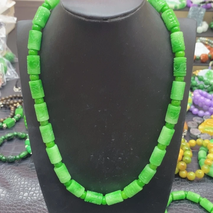 南***饨翡翠未镶嵌颈饰项链15