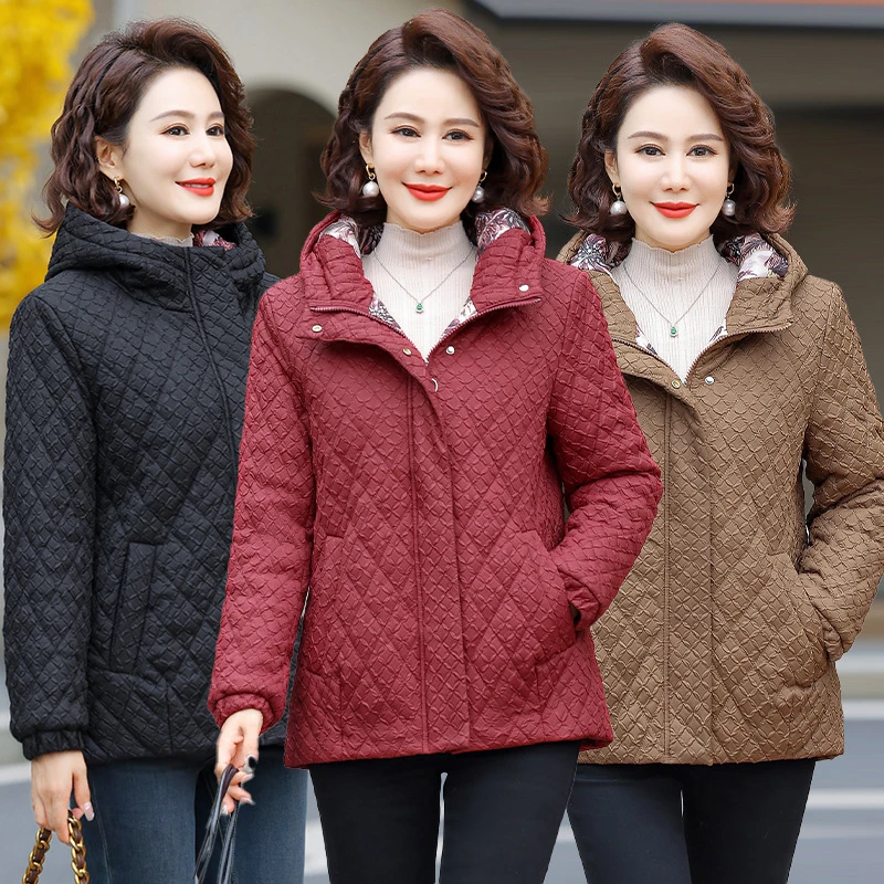 秋冬季妈妈装棉服外套时尚百搭中老年女装棉袄新款洋气气质连帽棉