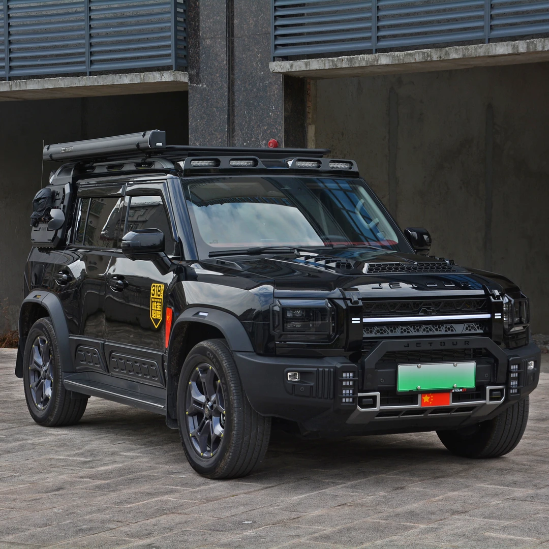 捷途旅行者山海T2车顶平台行李架侧书包爬梯改装专用机甲网框射灯