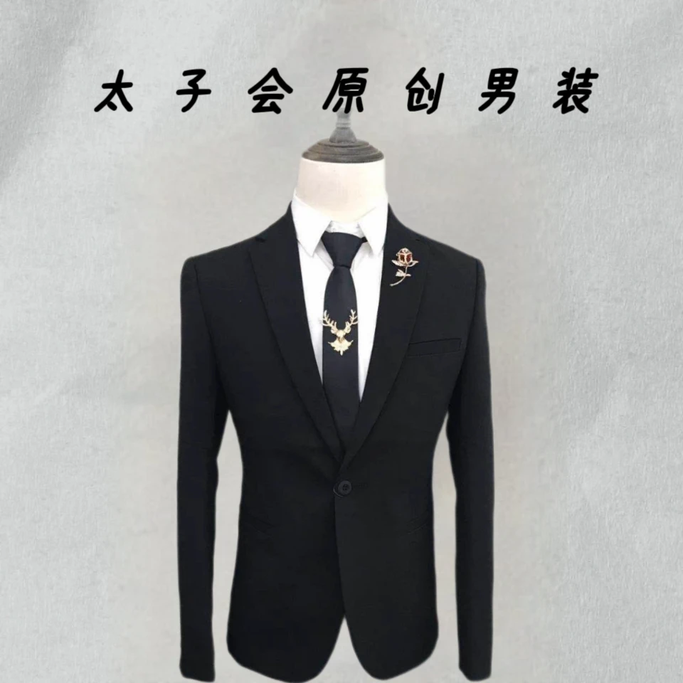 （黑武士）新款韩版 免熨烫修身西装男士休闲西服外套上衣套装