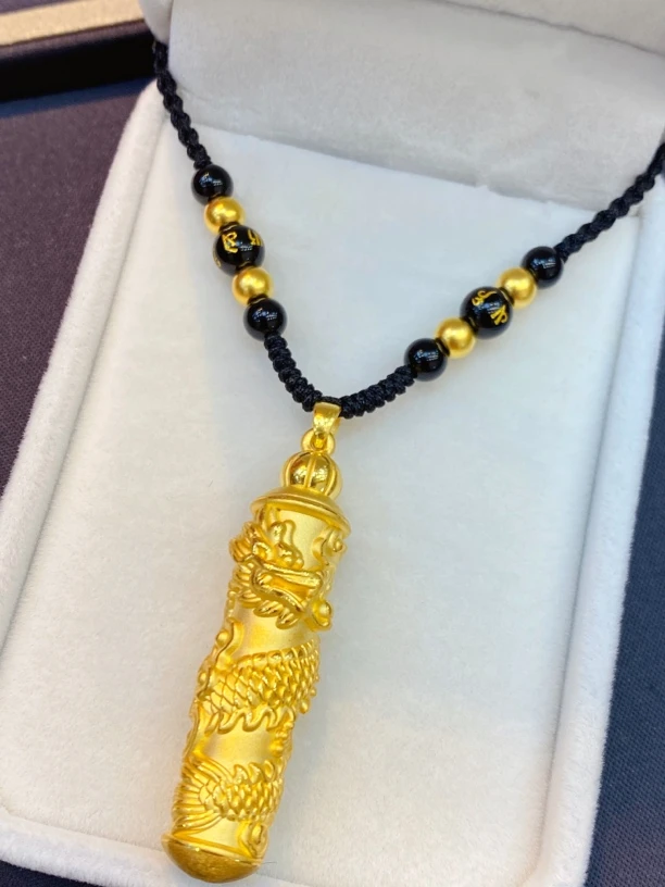 足金999龙柱编织项链