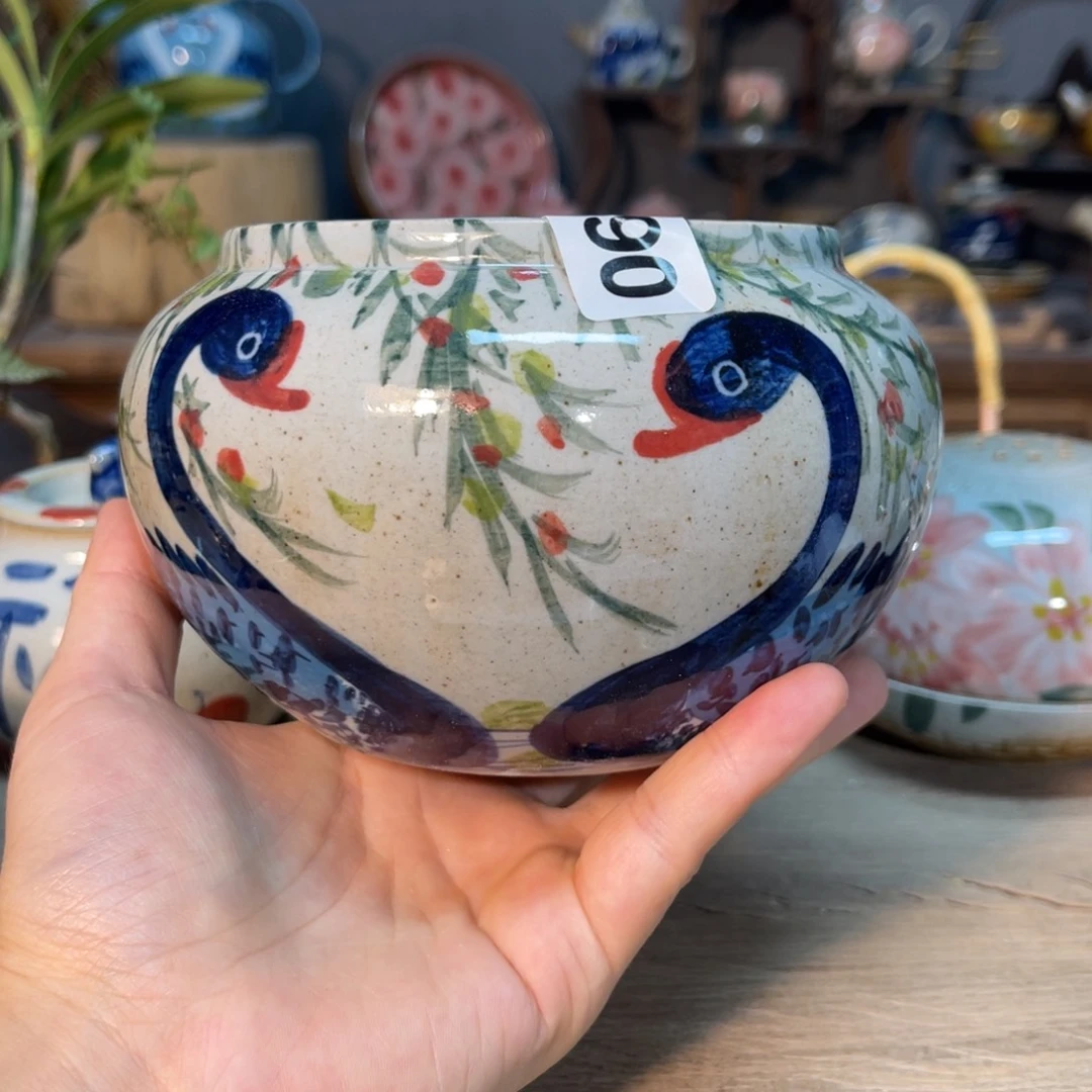 壶素浅陶瓷手工手绘