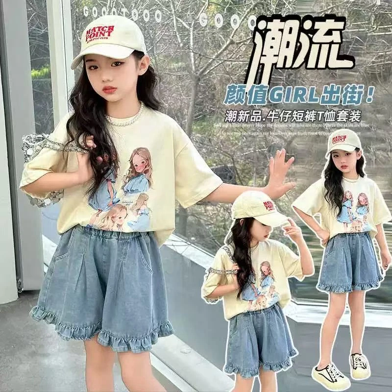 女童夏装短裤2025新款儿童洋气时髦裙裤中大童牛仔短裤夏季薄款潮