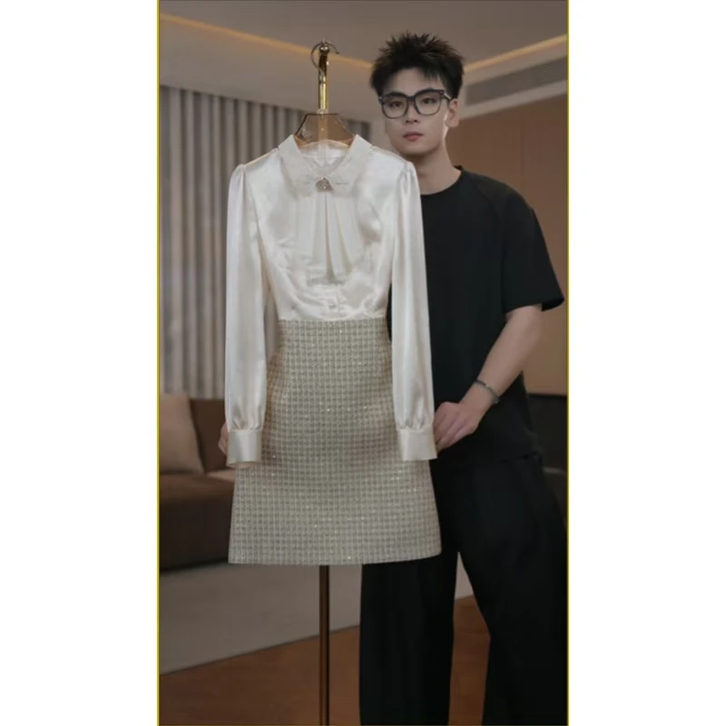 【蒂妮佳-现货】2245品牌女装高贵气质显瘦长袖连衣裙