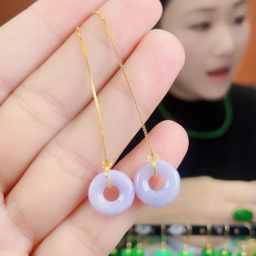 翡翠银S925镶嵌耳饰