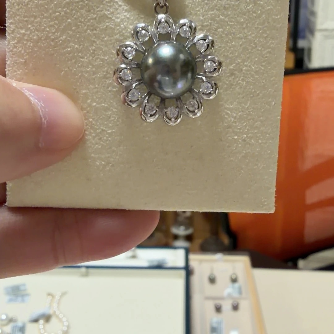 吊坠(不含链)银S925镶嵌海水珍珠