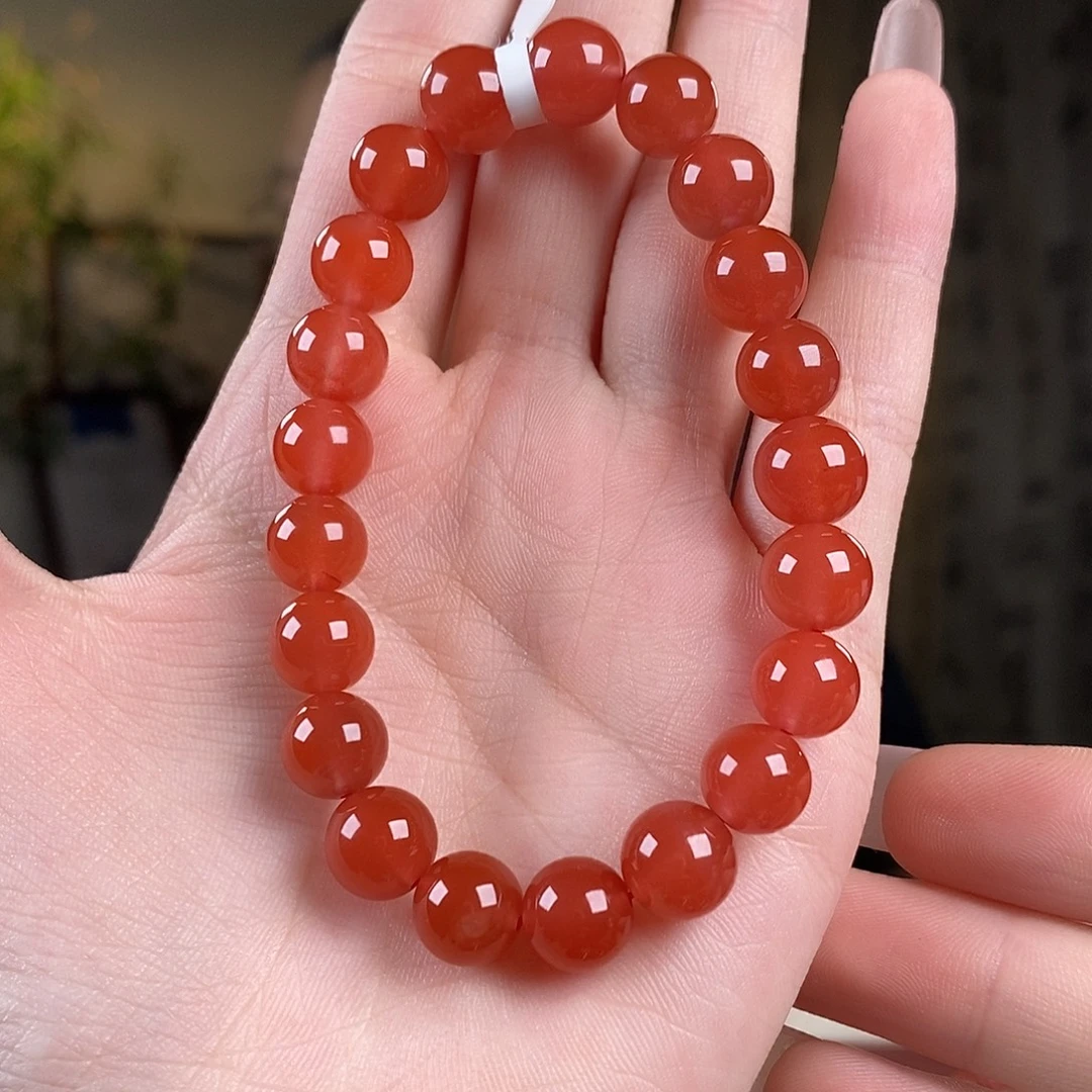 南红玛瑙未镶嵌手串原矿冰红 宝石红9mm