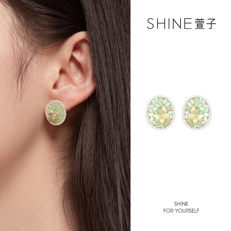 萱子 铜合金合成锆石耳饰 萱子饰品 春夏时尚法式彩色精致耳环