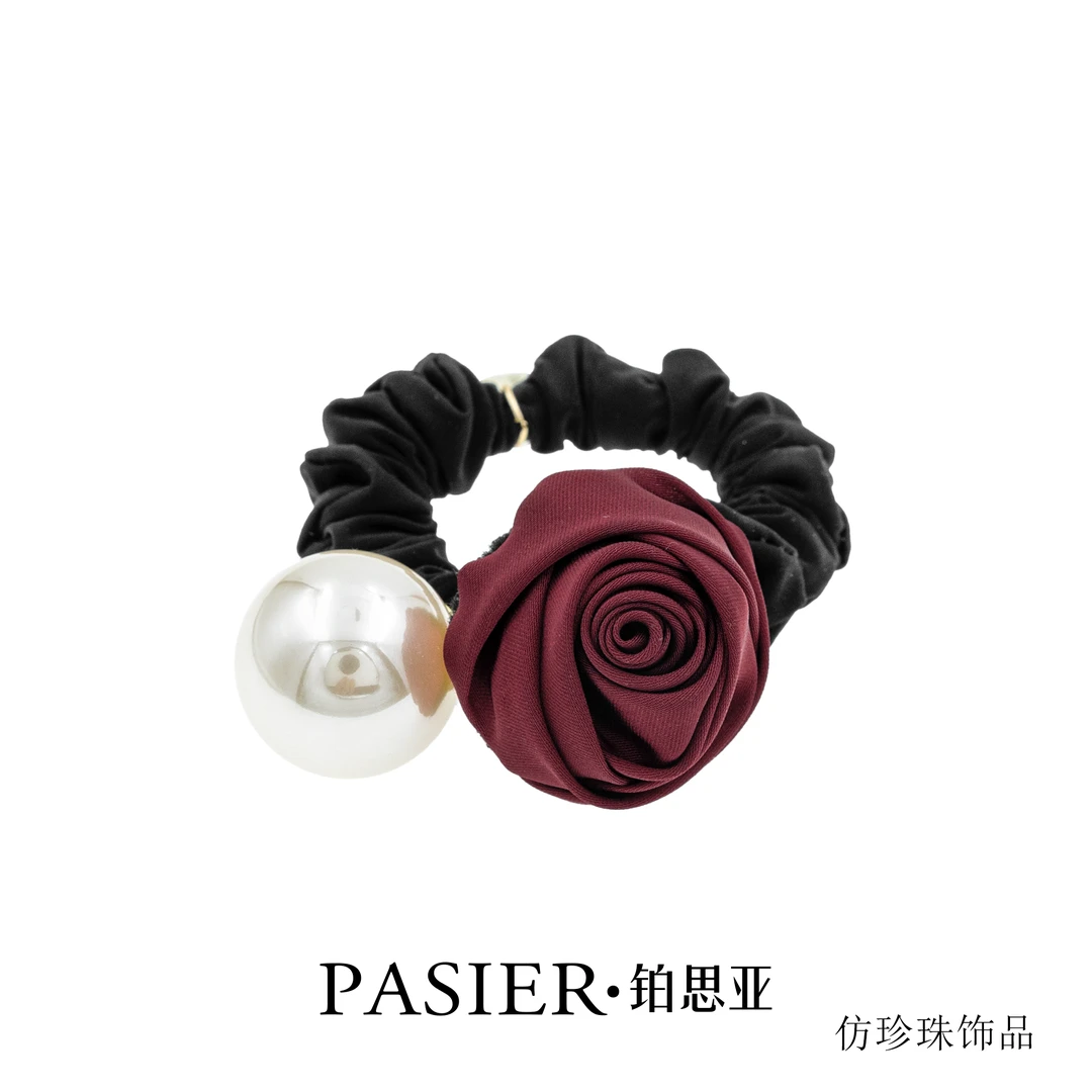 铂思亚 一支玫瑰 法式浪漫手工款百搭发圈发绳NN213